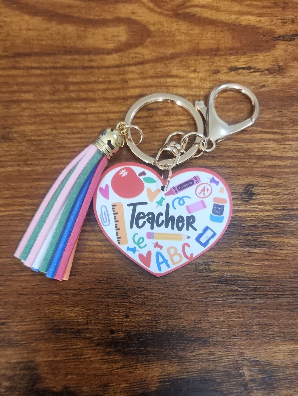 Teacher Heart Keychain with Multicolor Tassel, A Gift For Your favorite Teacher